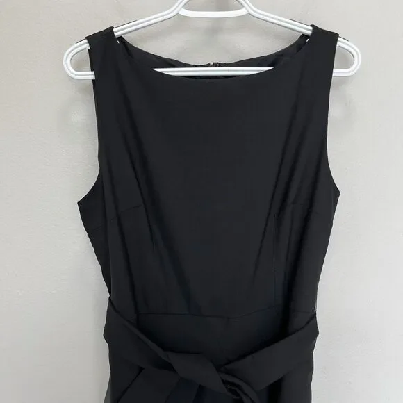 Ann Taylor | LBD Black Virgin Wool Sleeveless Knee Length Dress Belted Size 120 - Picture 3 of 8